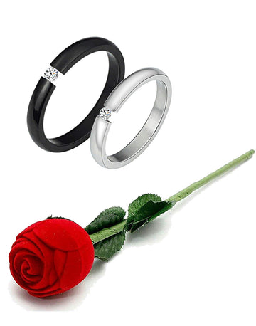 Valentine Gift by Karatcart Titanium Elegant Couple Band Ring