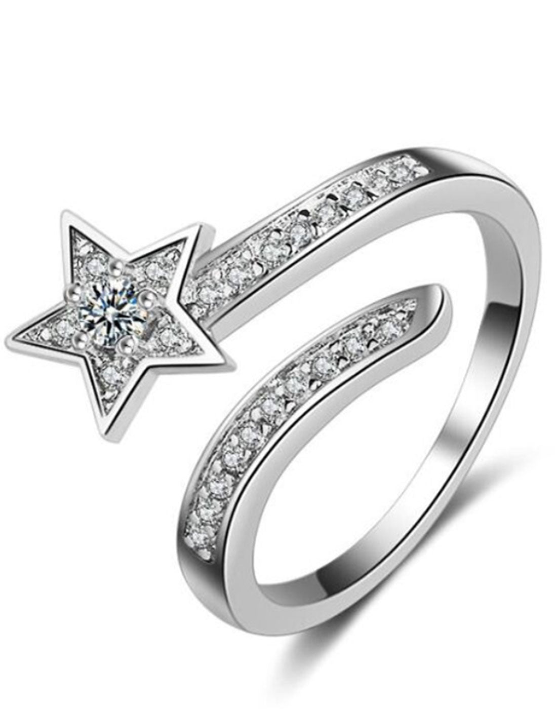 Platinum Plated Elegant Austrian Crystal Adjustable Ring