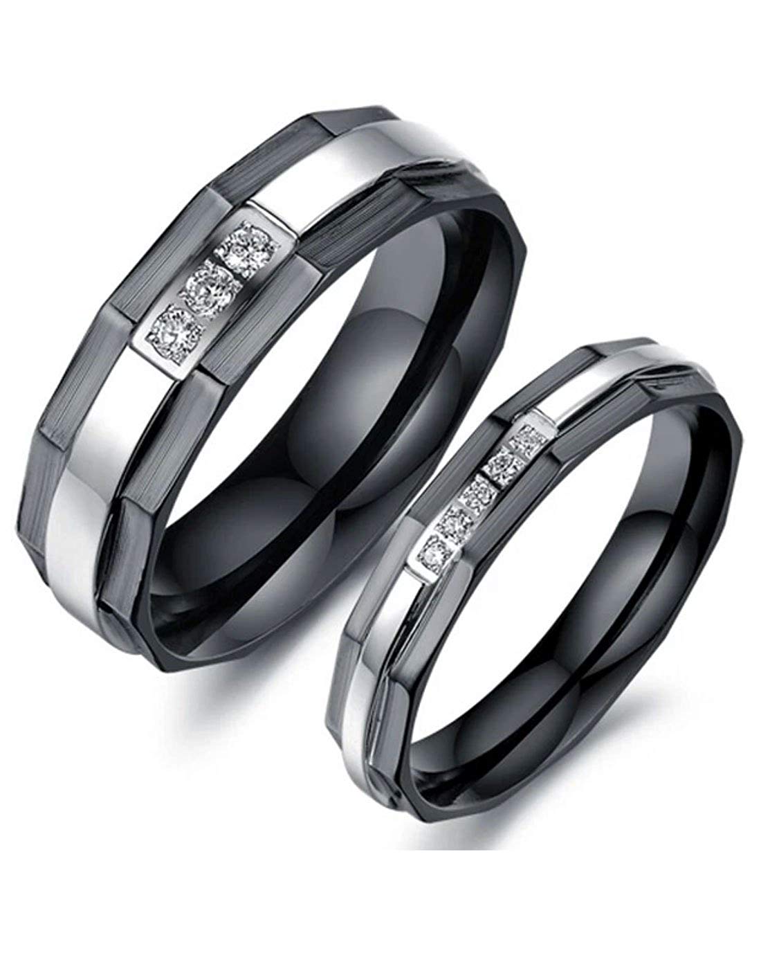 Valentine Gift by karatcart Black Titanium Elegant Couple Band Ring for Men and Women