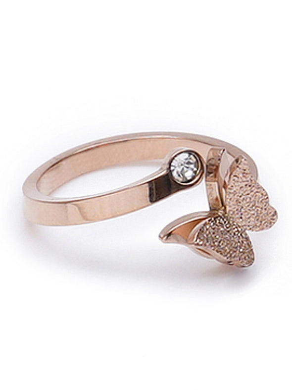 Rose Gold Plated Butterfly Shape Rings for Women
