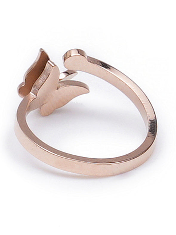 Rose Gold Plated Butterfly Shape Rings for Women