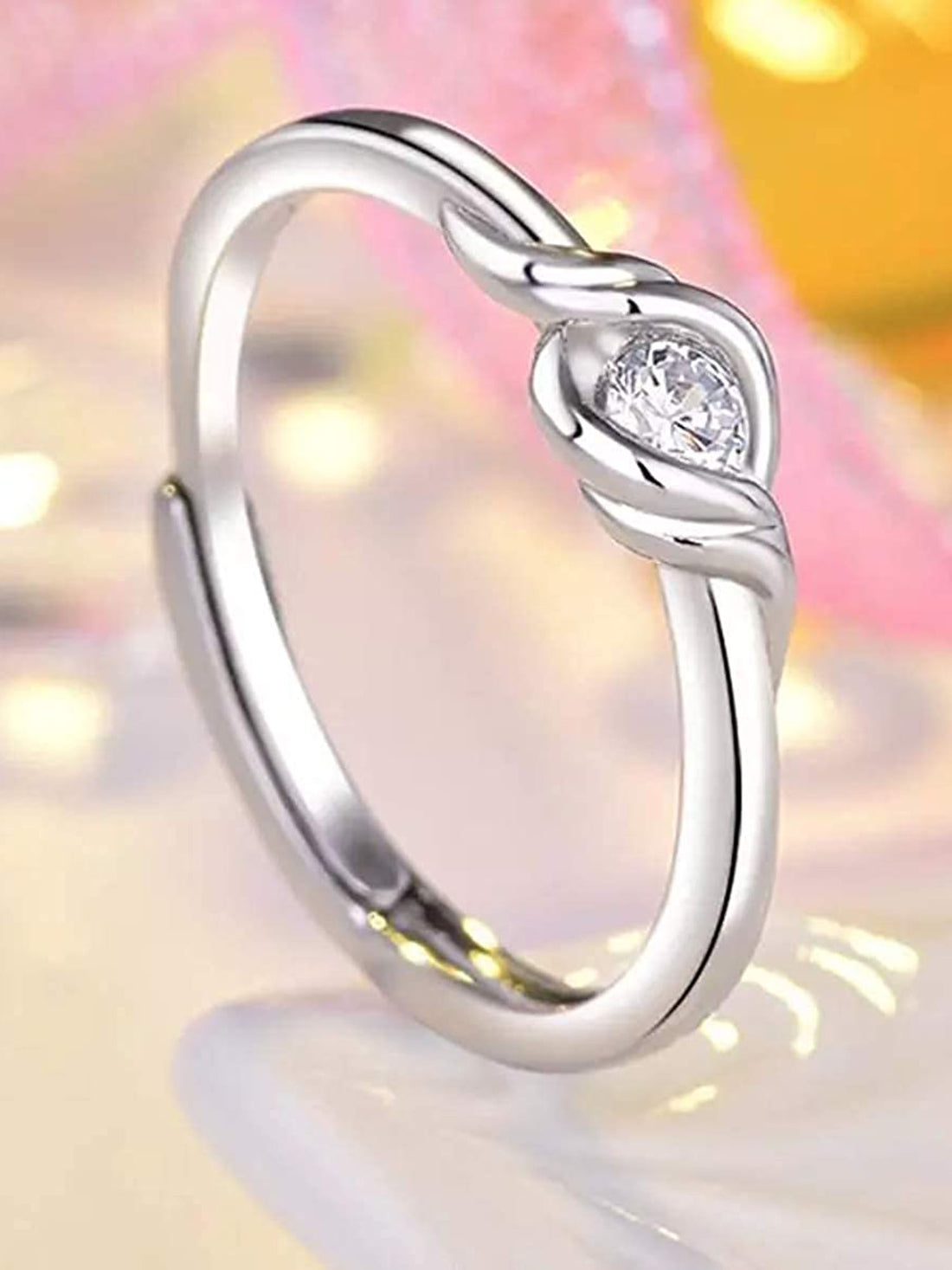 Platinum Plated Elegant Austrian Crystal Designer Ring for Women