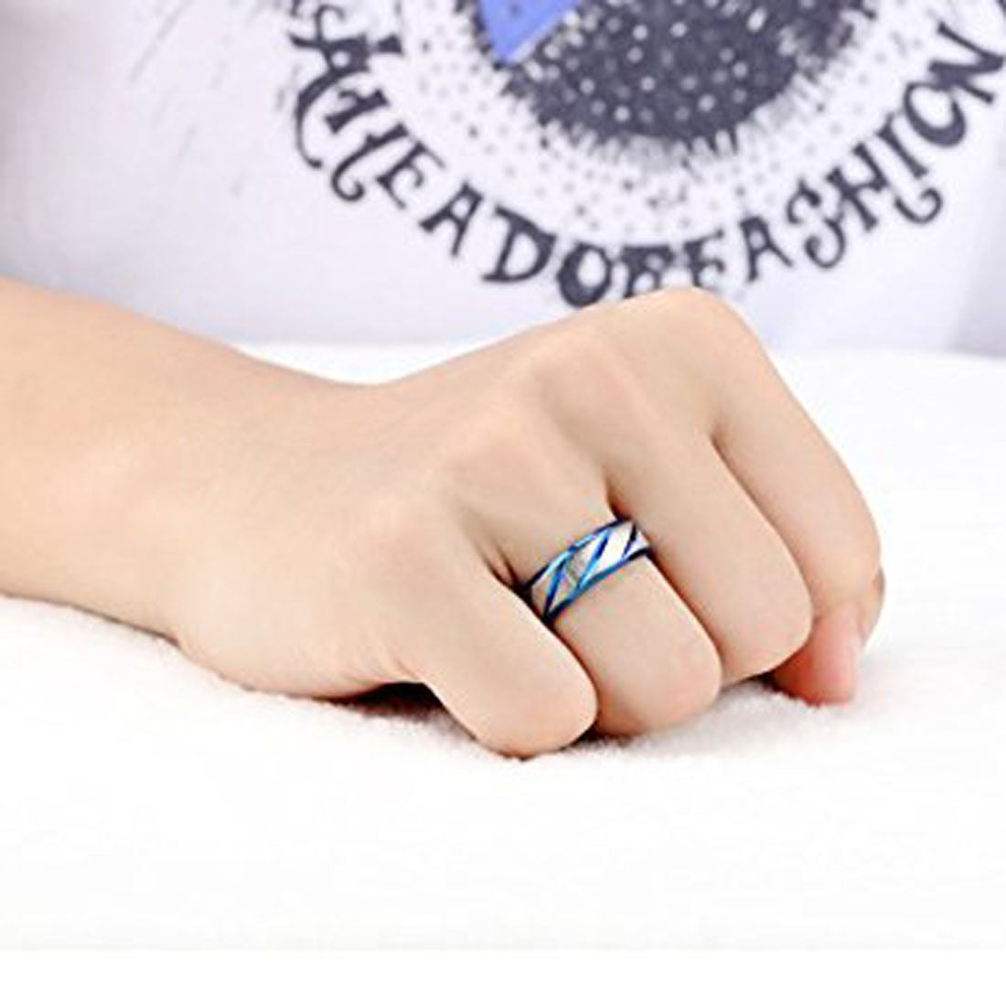 Karatcart Stainless Steel Blue Ring for Boys and Men