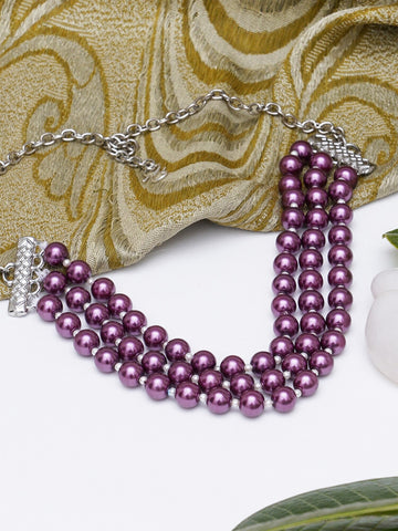 Purple Beaded Choker Necklace