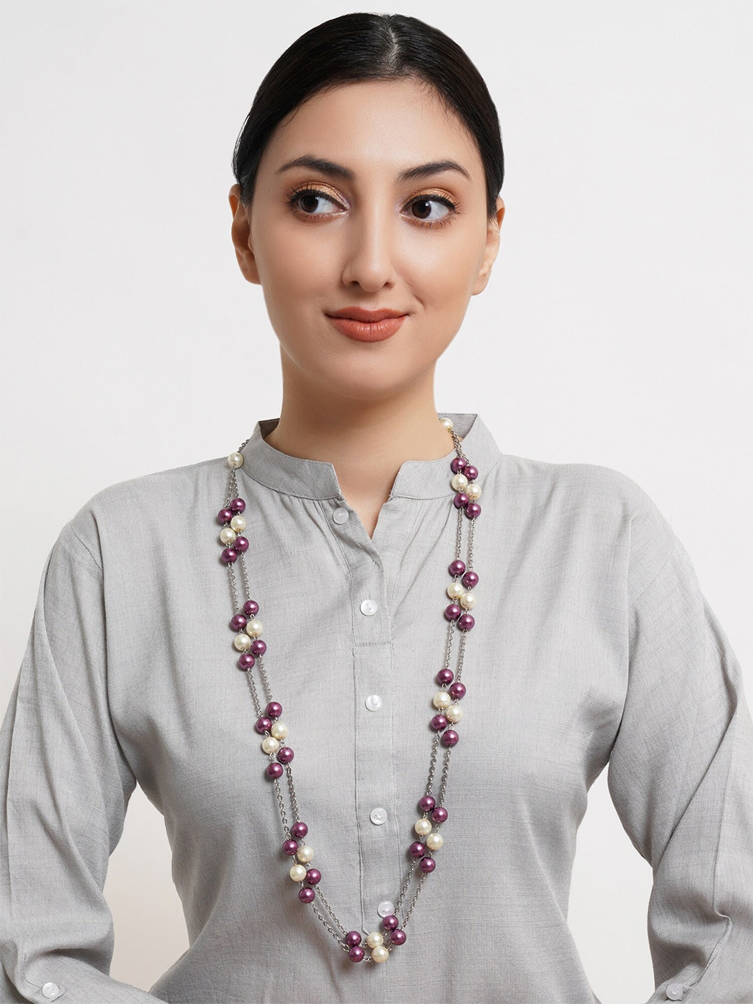 Purple & White Necklace Ranihar