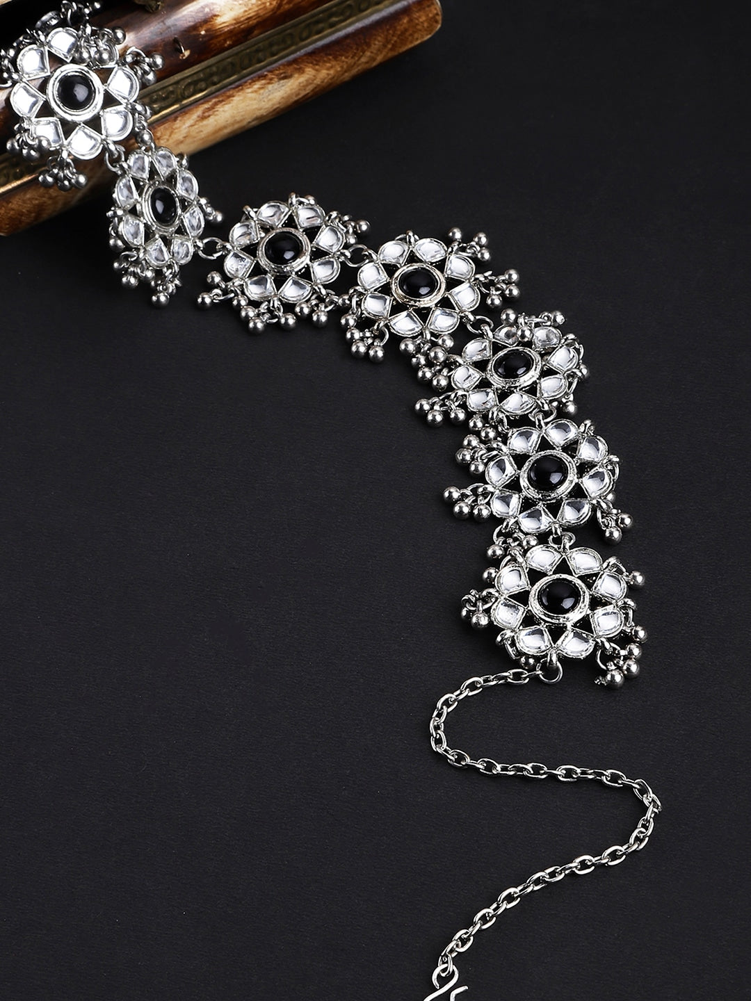 Women Black & White Embellished Handcrafted Hairband