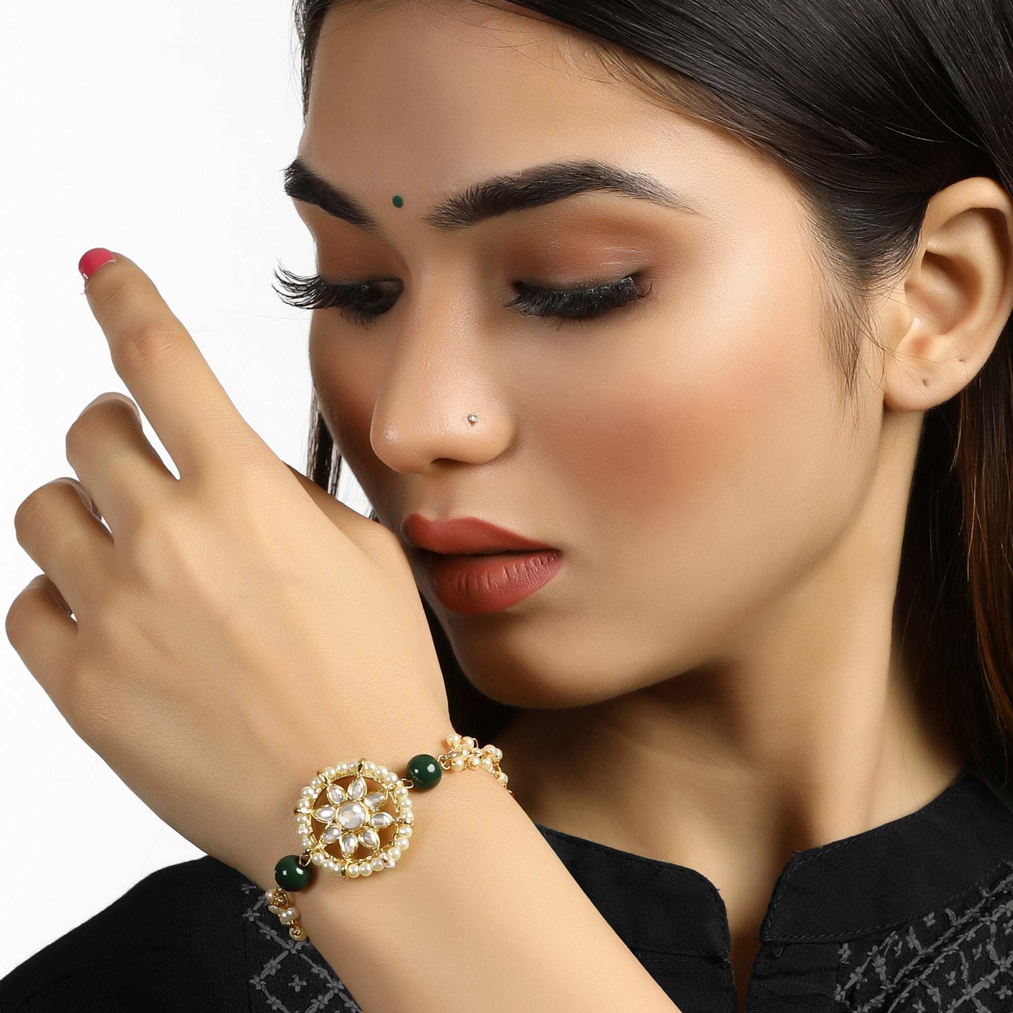 Pearl Studded Handcrafted Kundan Bracelet