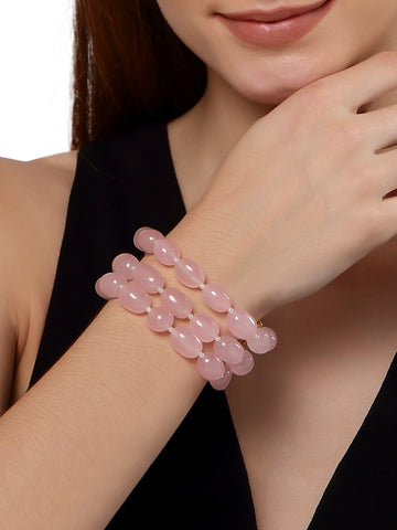 Pink Tumble Stone Beaded Bracelet for Women