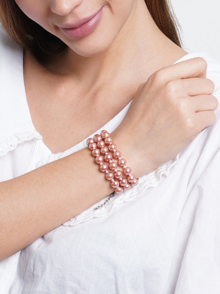 Rose Gold Pearl Beaded Bracelet