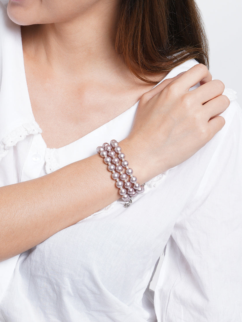 Silver Pearl Beaded Bracelet