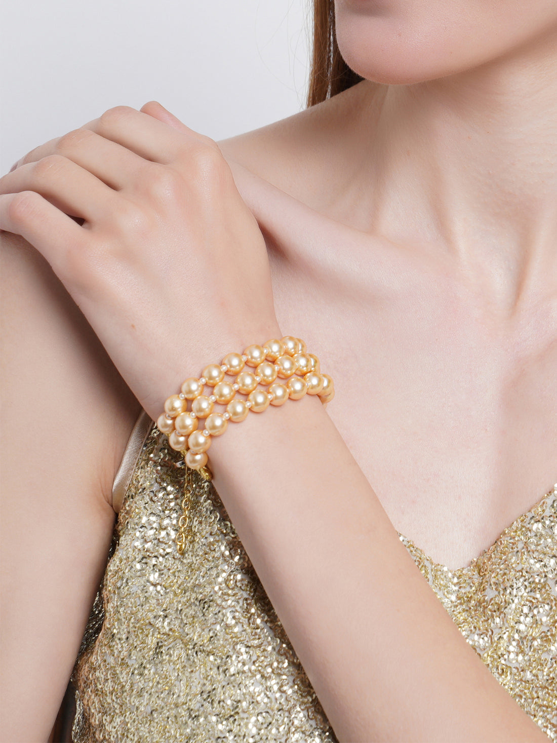 Golden Pearl Beaded Bracelet