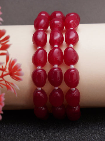 Red Stone Beaded Bracelet