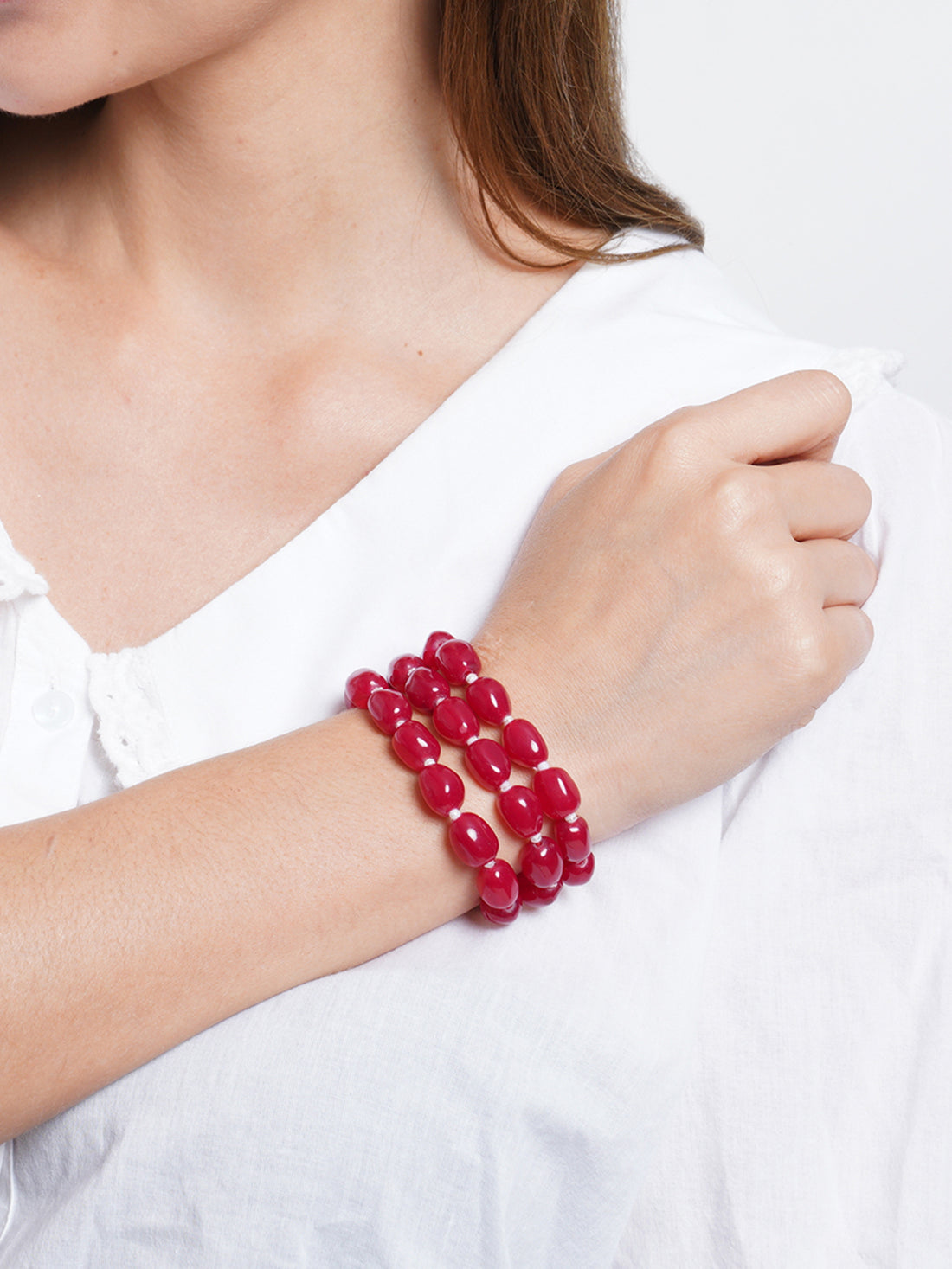 Red Stone Beaded Bracelet