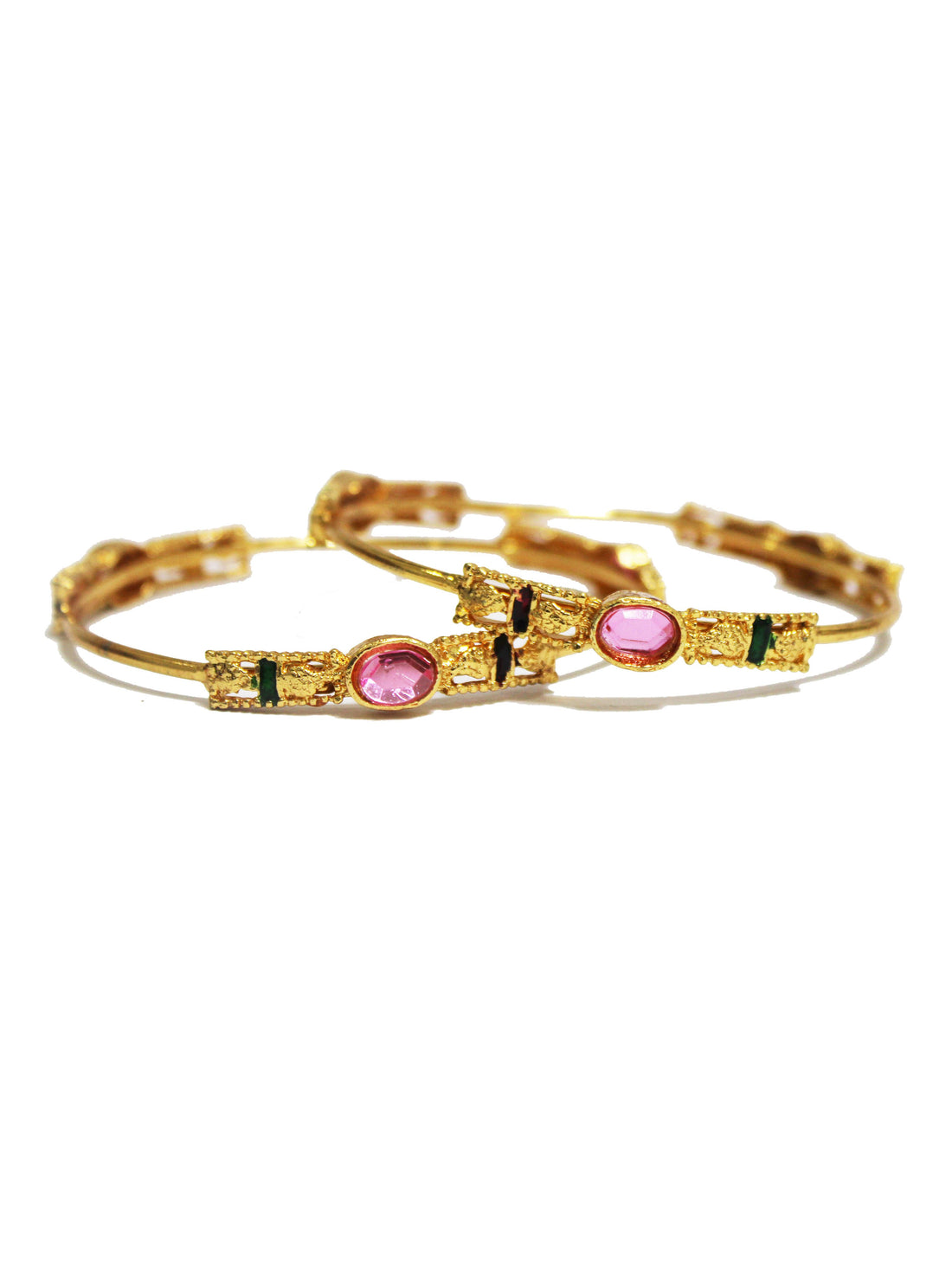 Gold Plated Pink Stone Bangle for Women