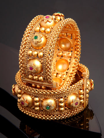 Traditional Gold-Plated Handcrafted Jadau Bangles