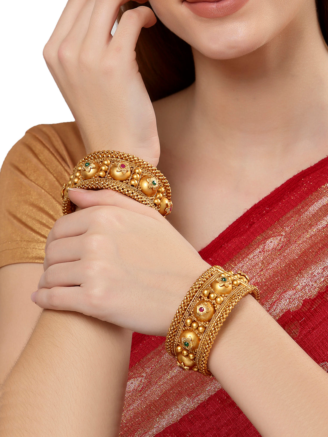 Traditional Gold-Plated Handcrafted Jadau Bangles