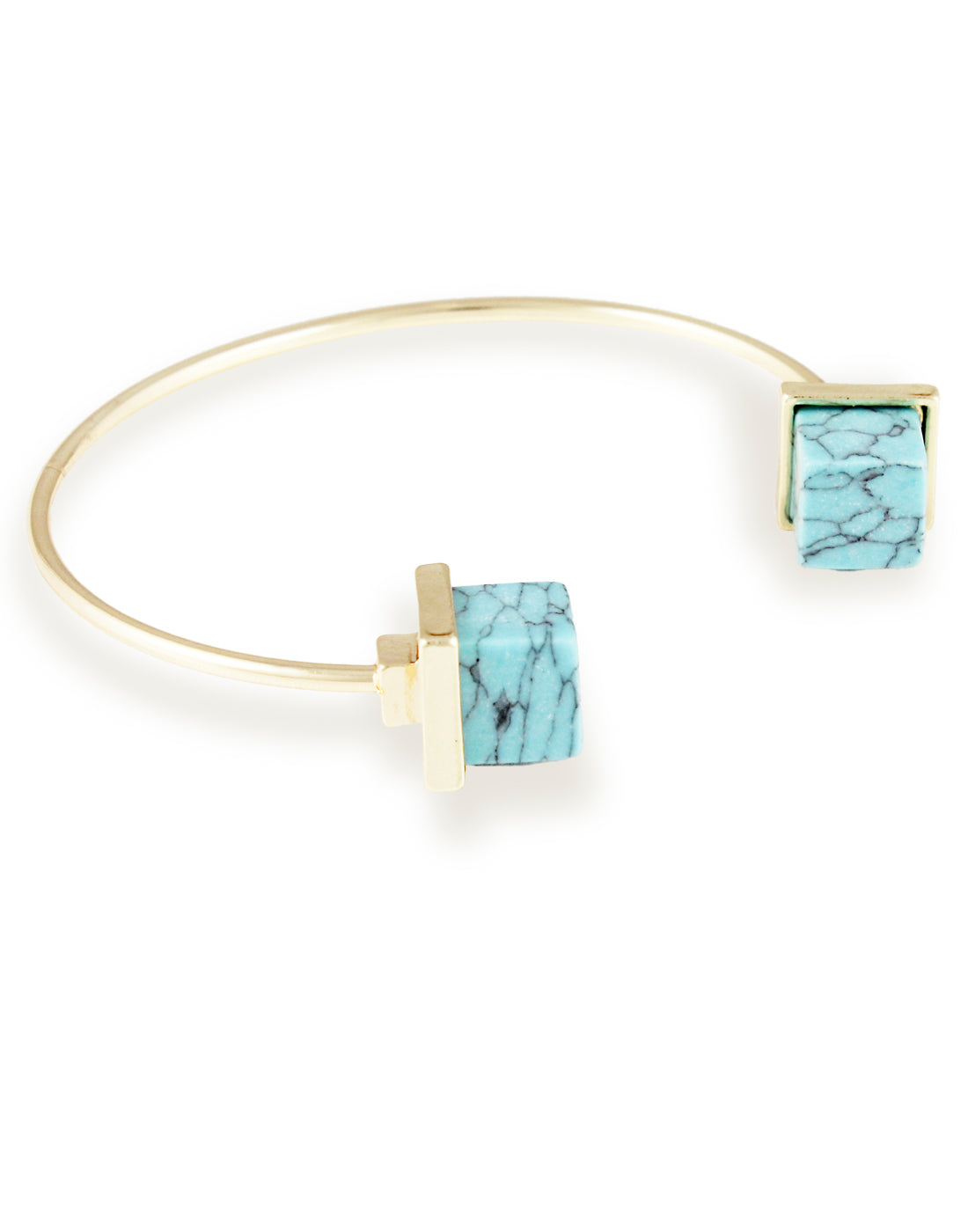 Gold Metal Blue Turquoise Bracelet