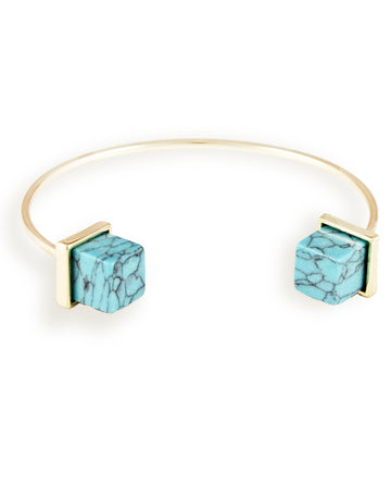 Gold Metal Blue Turquoise Bracelet