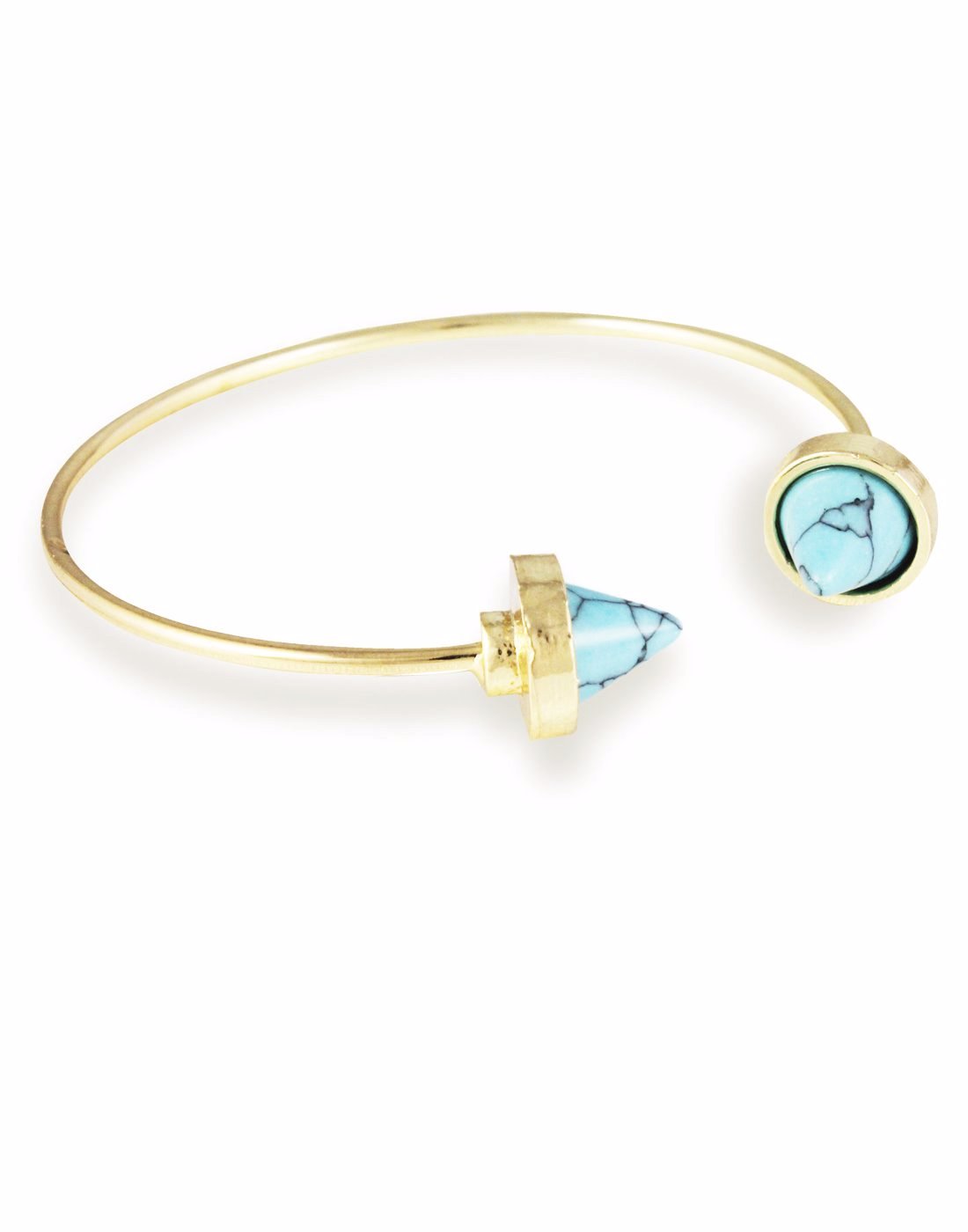 Gold Metal Blue Turquoise Bracelet