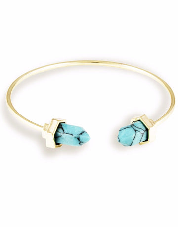 Gold Metal Blue Turquoise Bracelet