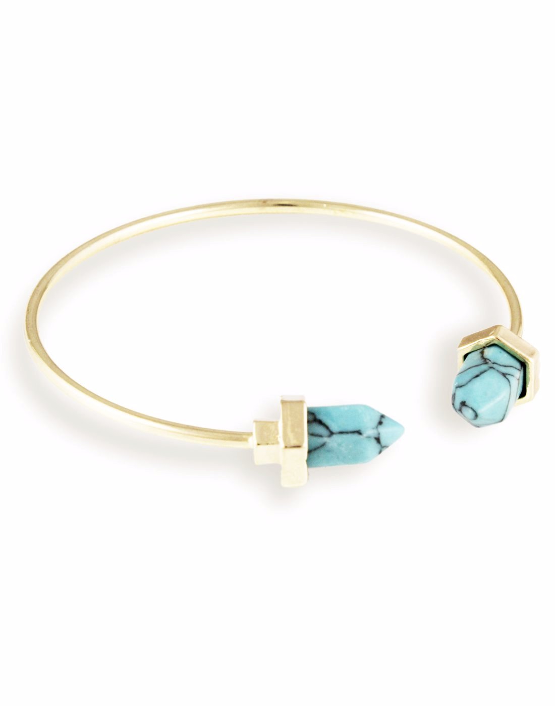 Gold Metal Blue Turquoise Bracelet