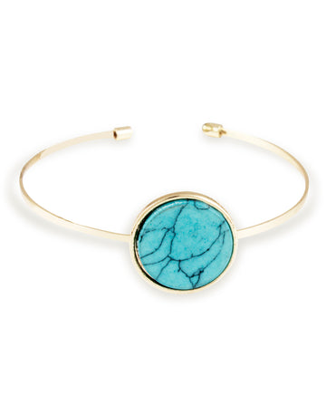 Gold Metal Blue Turquoise Bracelet