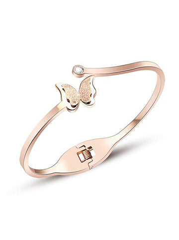 Karatcart Rose Gold Plated Metal Crystal Charm Butterfly Bracelet