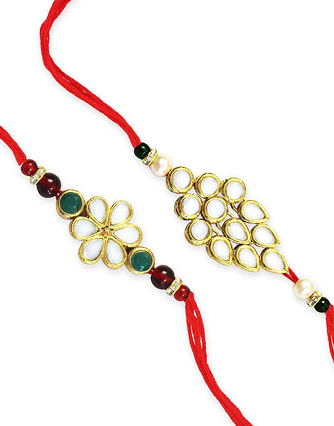 Karatcart Gold-Plated Kundan Rakhi Set of 2