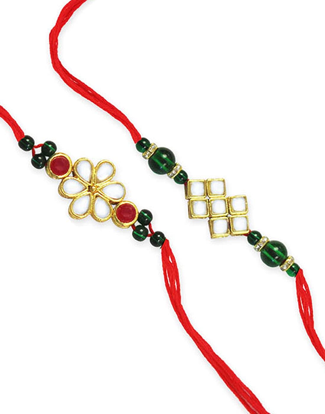 Karatcart Gold-Plated Kundan Rakhi Set of 2