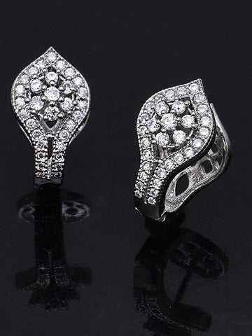 Silver-Toned Contemporary Studs Earrings