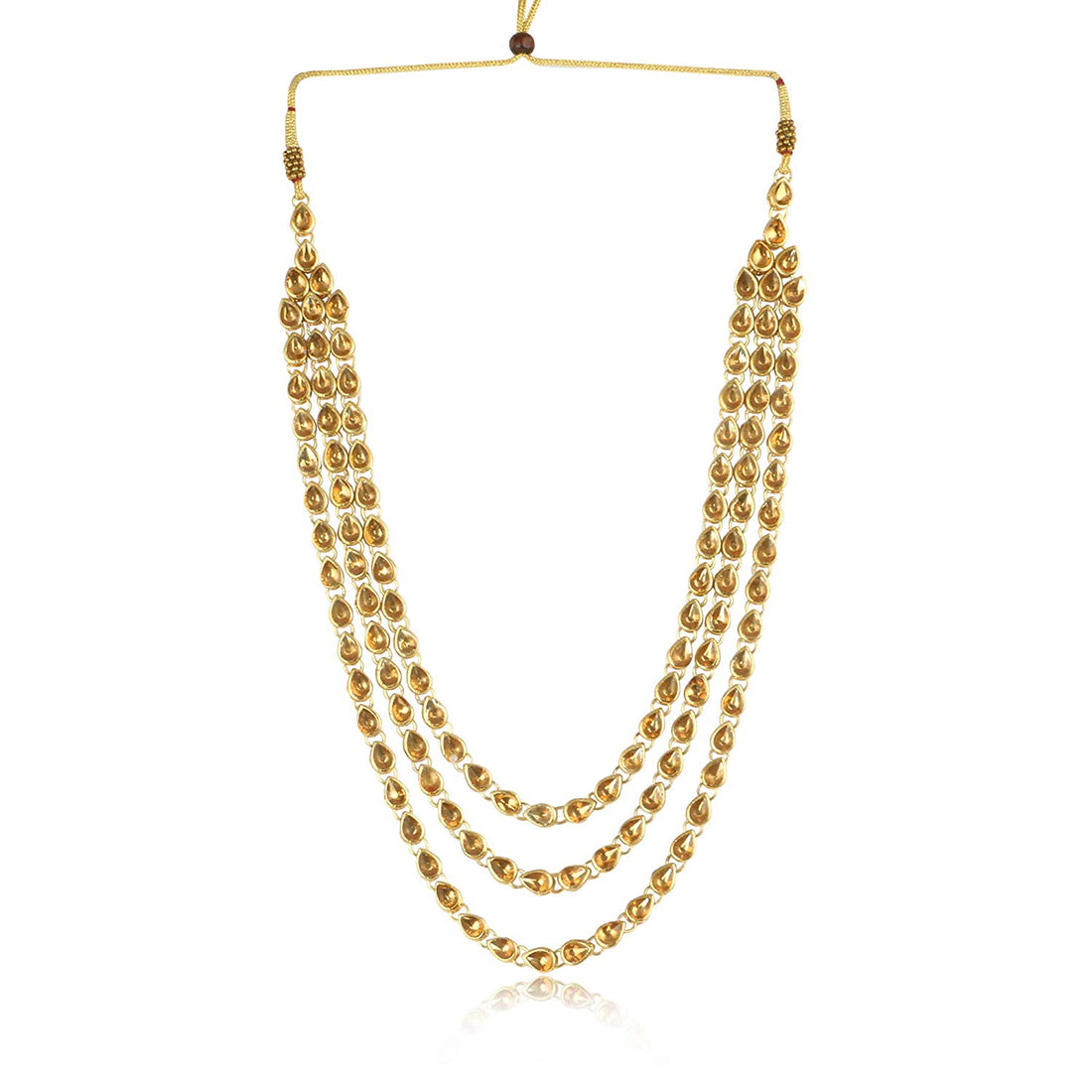 Karatcart 22K GoldPlated Kundan White Pearl Drop Long Necklace Set