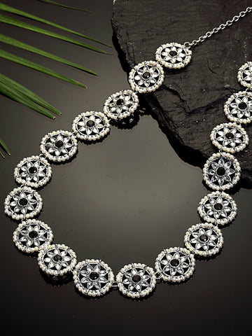 Oxidised Sliver-Toned Kundan Studded Kamarbandh