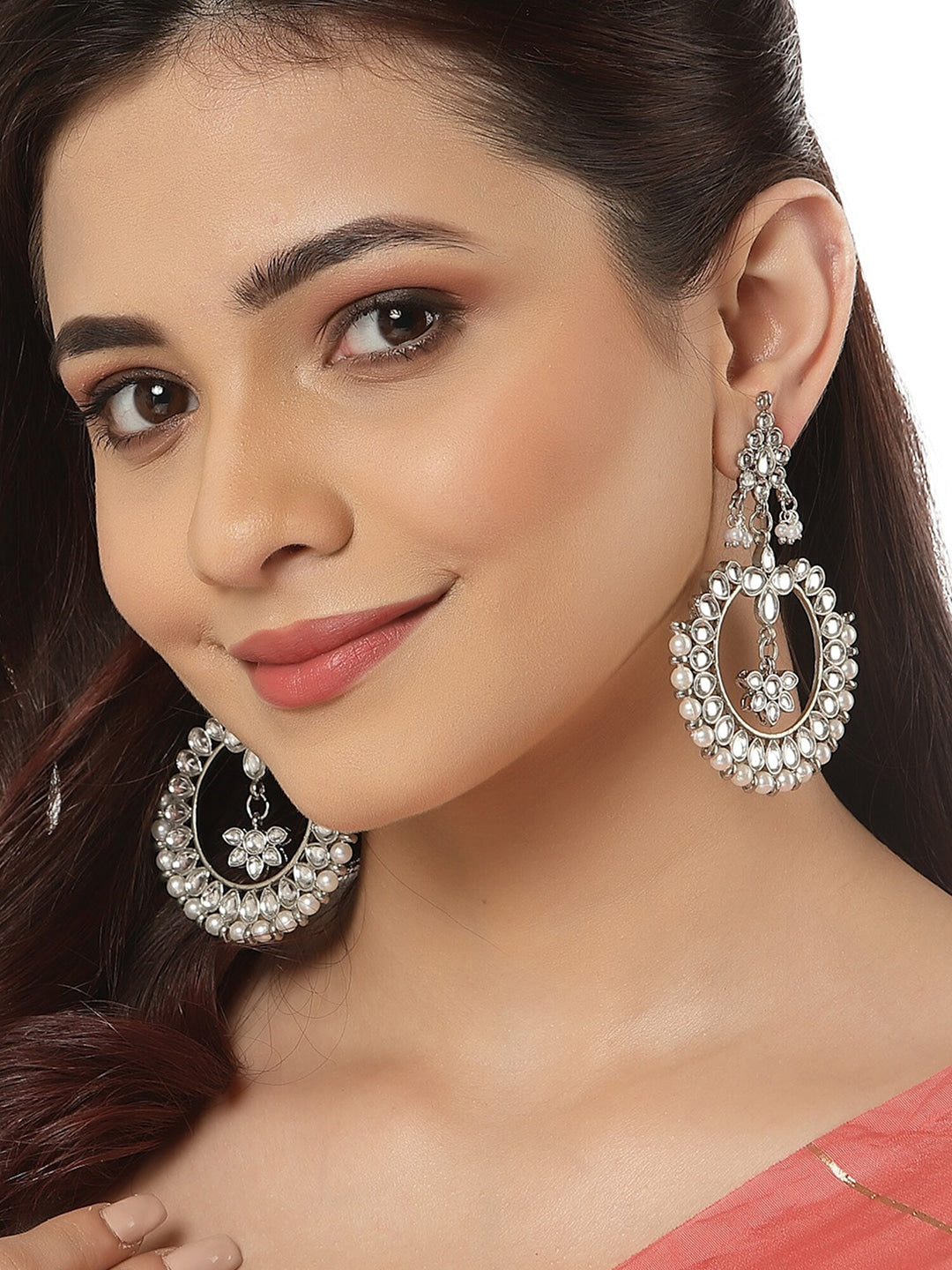 Silver-Toned Classic Chandbalis Earrings