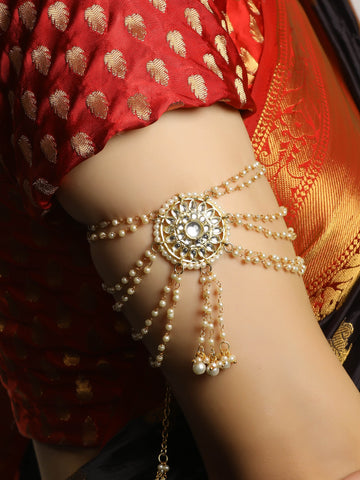 Traditional Gold Plated Kundan and Pearl Studded Bajubandh