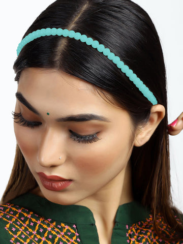 Elegant Light Blue Beads Hairband for Women