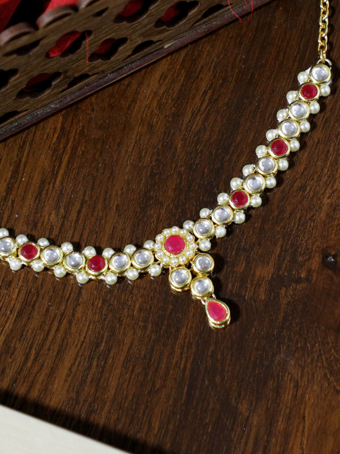 Traditional Gold Plated Red Stone Studded Kundan Bajubandh