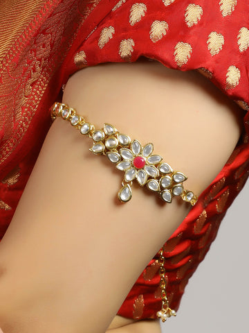 Traditional Gold Plated Red Stone Studded Kundan Bajubandh