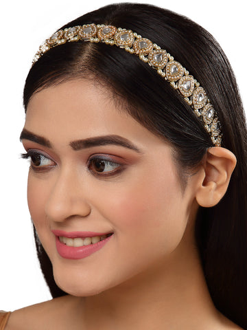 Karatcart Kundan Drop Studded Hairband