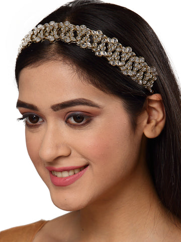 Karatcart Ethnic Gold Plated Kudan Studded Hairband