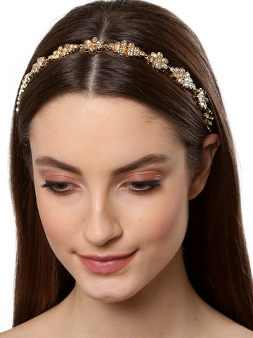 Gold Plated Kundan Hairband for Women