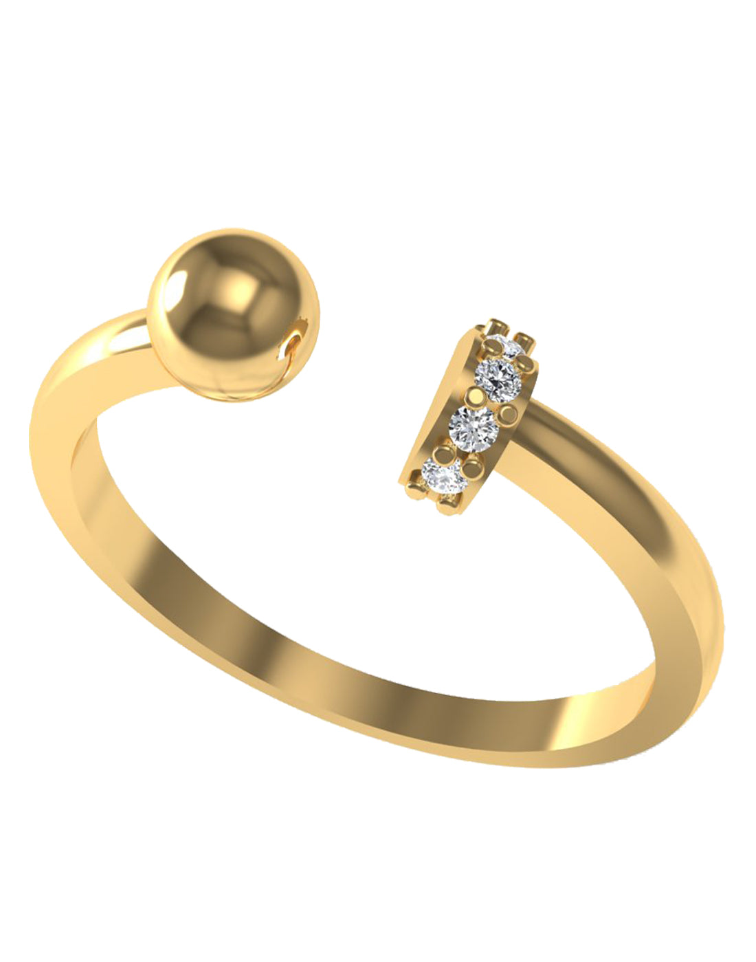 GoldPlated 925 Sterling Silver Adjustable Crystal Ring - view 3