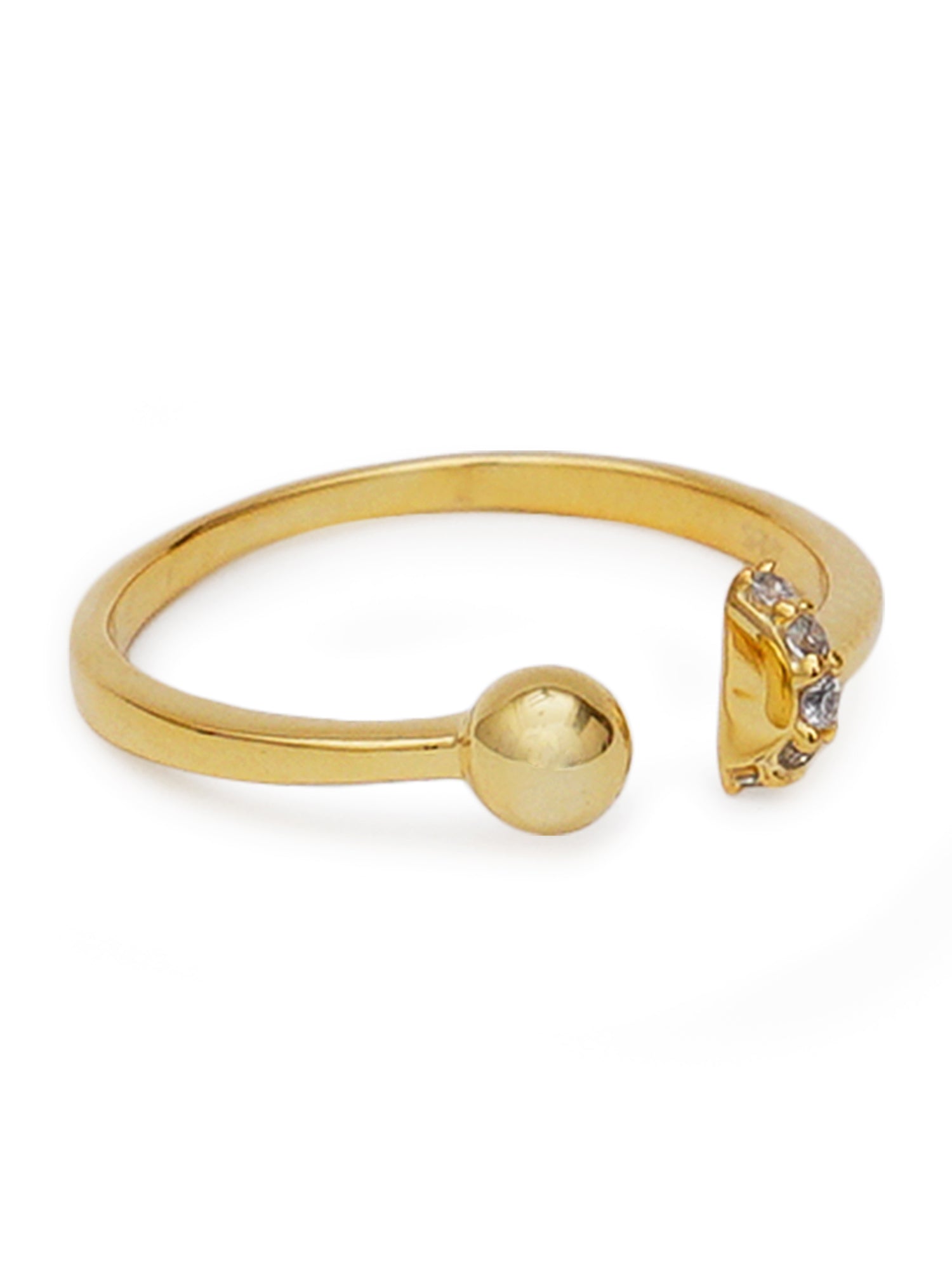 GoldPlated 925 Sterling Silver Adjustable Crystal Ring - view 6