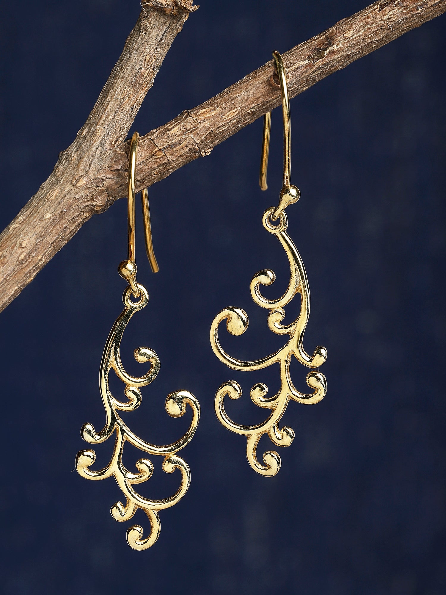 KUNUZ Gold Plated 925 Sterling Silver Dangler Earrings - Image 1