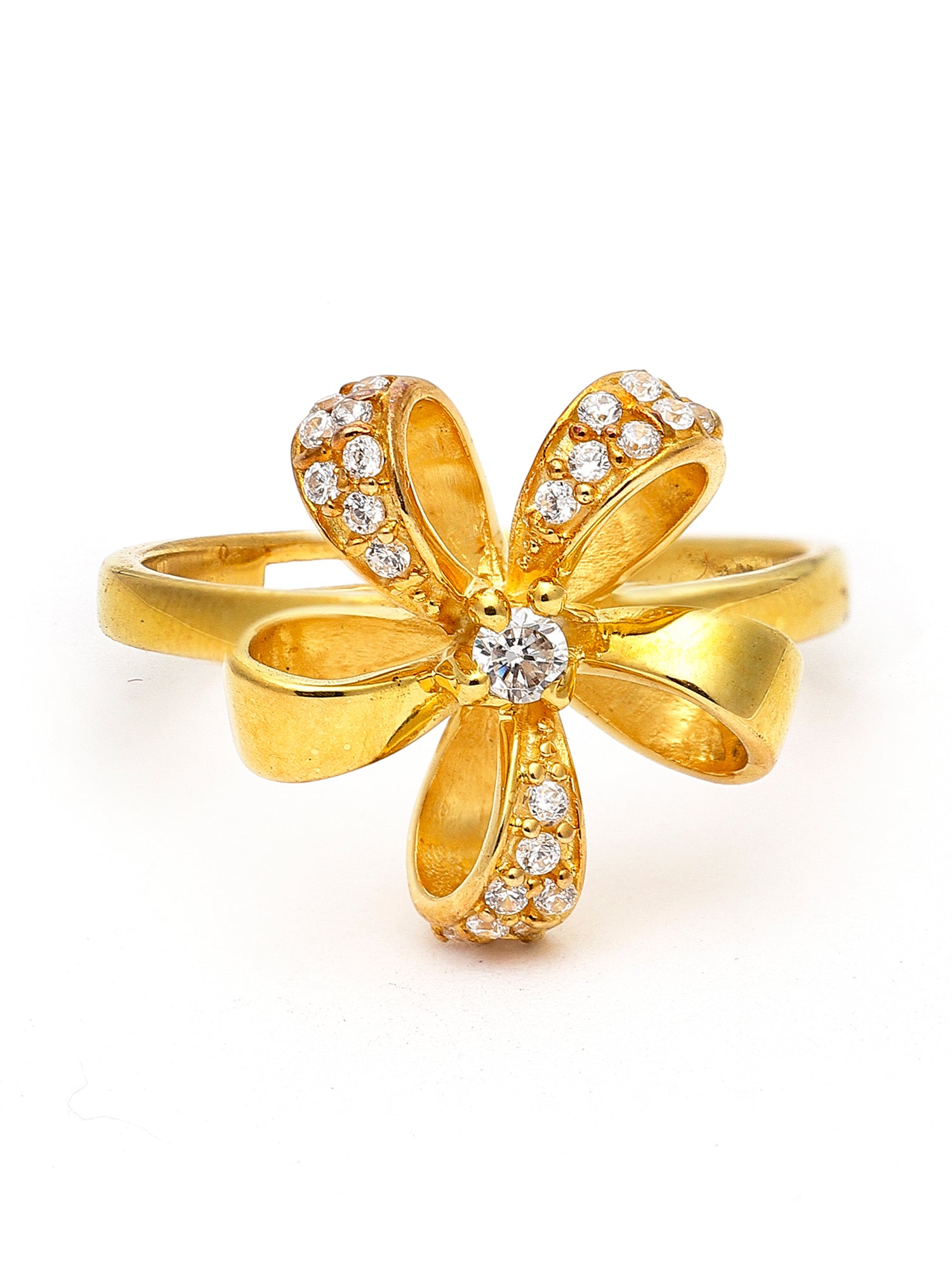 Floweret 925 GoldPlated Sterling Silver Adjustable Crystal Adjustable Ring for Women - view 3