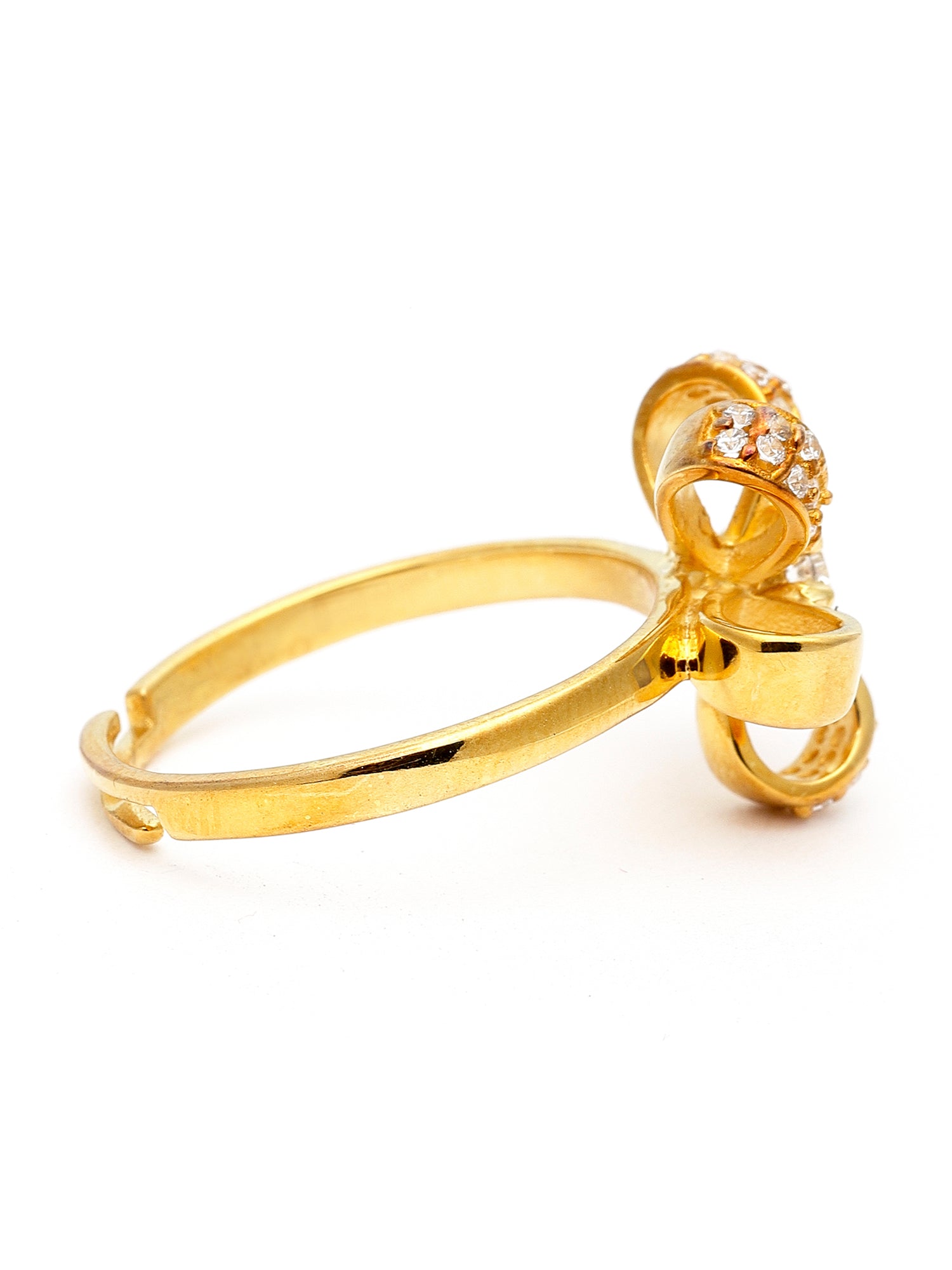 Floweret 925 GoldPlated Sterling Silver Adjustable Crystal Adjustable Ring for Women - view 4