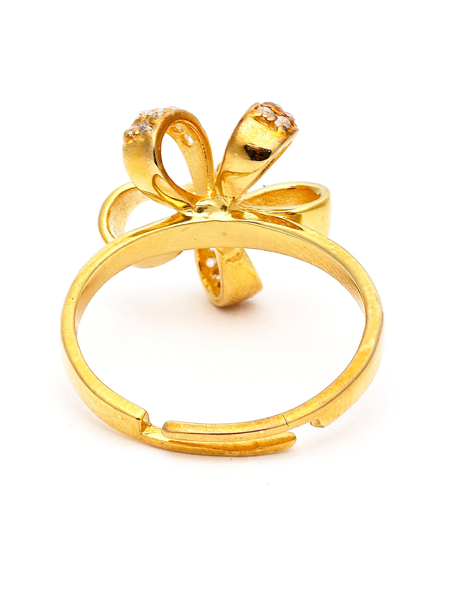 Floweret 925 GoldPlated Sterling Silver Adjustable Crystal Adjustable Ring for Women - view 5
