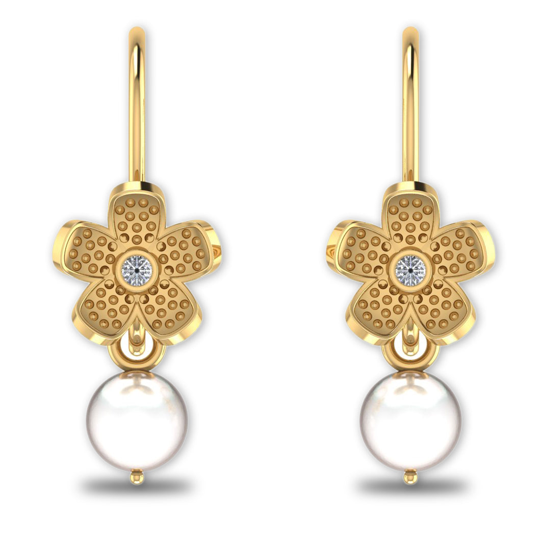 GoldPlated 925 Sterling Silver Pearl Drop Stud Earrings For Women - Image 1