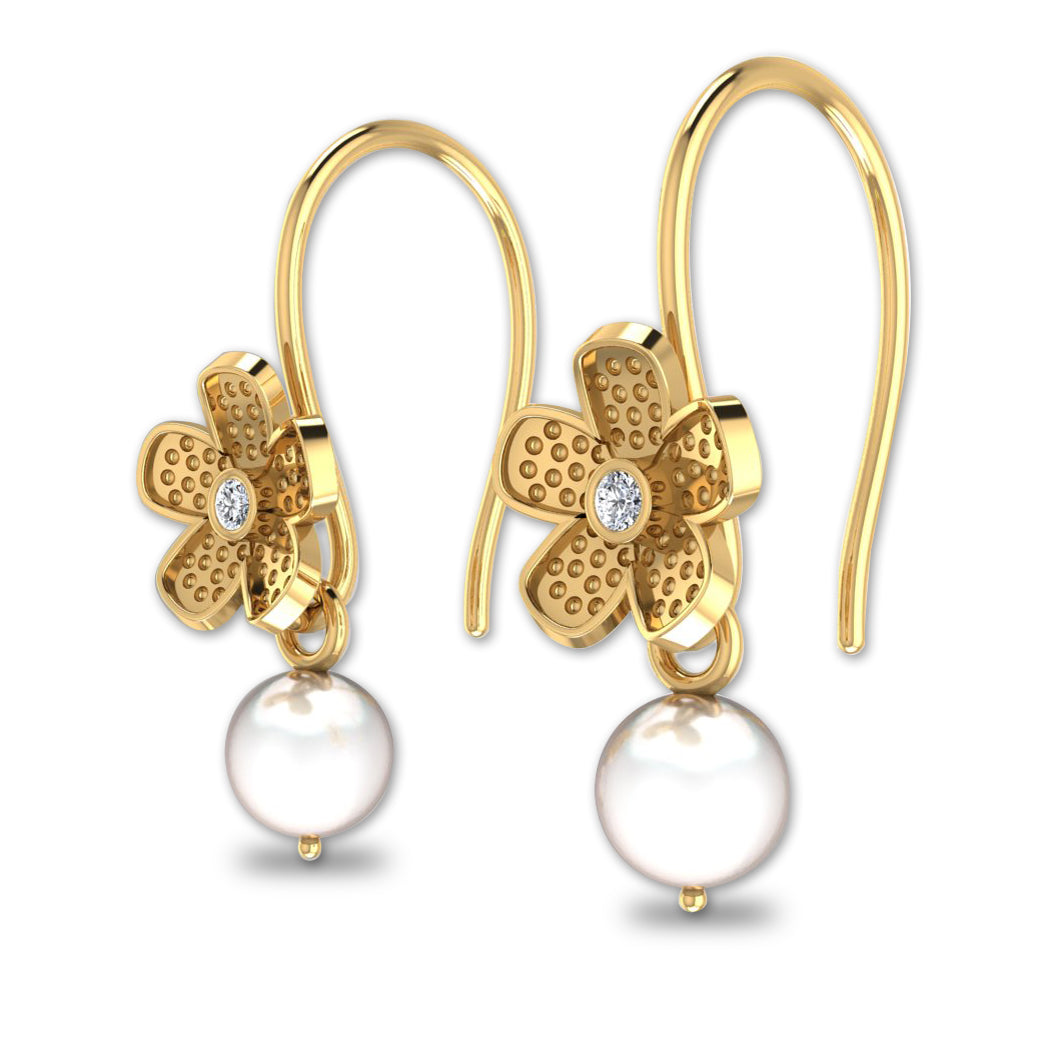 GoldPlated 925 Sterling Silver Pearl Drop Stud Earrings For Women - view 2