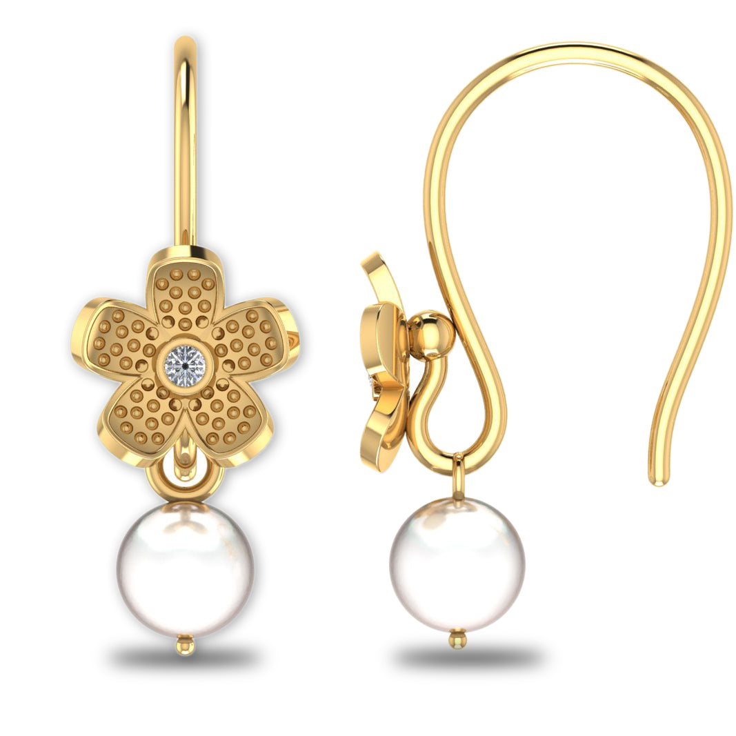 GoldPlated 925 Sterling Silver Pearl Drop Stud Earrings For Women - view 3