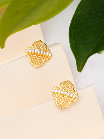 KUNUZ 925 Sterling Silver Gold Plated Stud Earrings